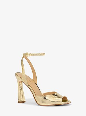 Rosie Metallic Snake Embossed Leather Sandal