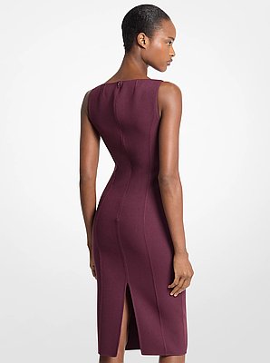 Vestido tubo de crep&eacute; de lana el&aacute;stica de doble cara con cuello redondo