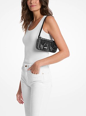 Pochette Zoe piccola con logo jacquard MK2000