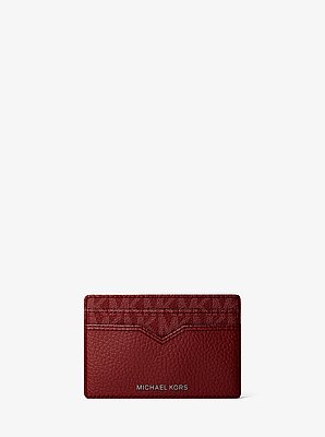Hudson Pebbled Leather and Signature Logo Money Clip Card Case