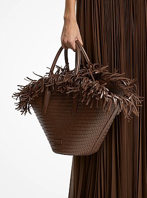 Bolso tote Sardinia grande de cuero tejido a mano