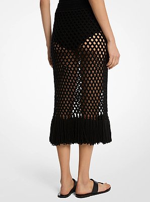 Hand-Crocheted Cashmere Fringed Skirt