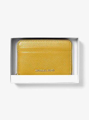 Jet Set Small Pebbled Leather Zip-Around Card Case