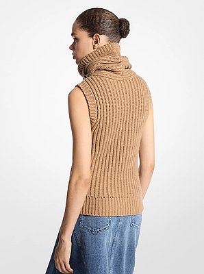 Cashmere Sleeveless Funnel-Neck Sweater