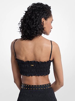 Smocked Cotton Poplin Bra Top