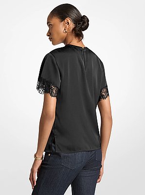 Satin Lace Trim Shirt
