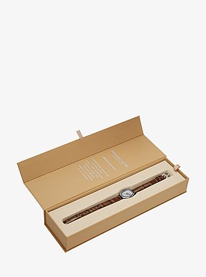 Reloj Maude peque&ntilde;o de edici&oacute;n limitada en tono plateado y piel con relieve de cocodrilo