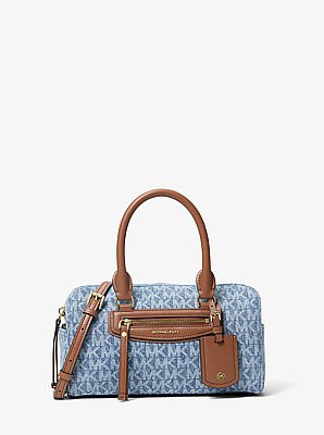 Jet Set Travel Extra-Small Signature Logo Print Denim Duffel Crossbody Bag