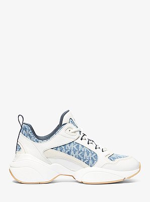 Bowie Signature Logo Print Denim Trainer