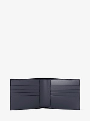 Pebbled Leather Billfold Wallet and Signature Logo Card Case Gift Set