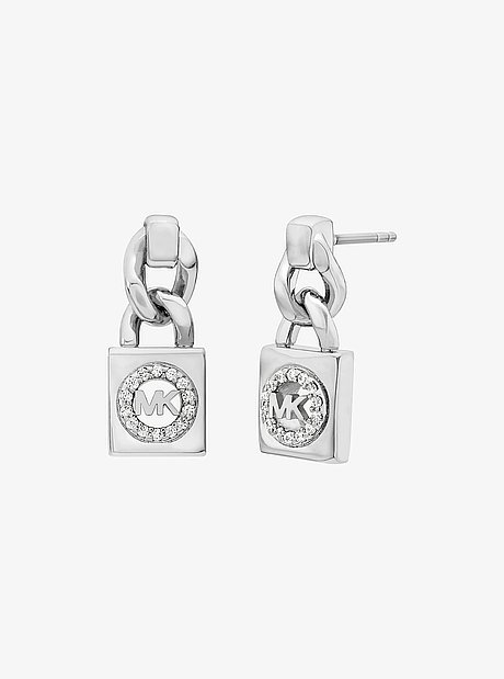 Pav&eacute; Logo Pendant Chain-Link Earrings