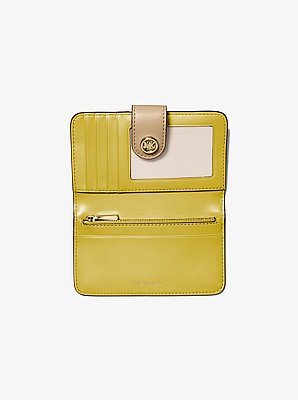 MK Pop Charm Medium Color-Block Pebbled Leather Logo Wallet