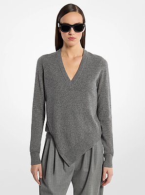 Cashmere V-Neck Asymmetric Sweater