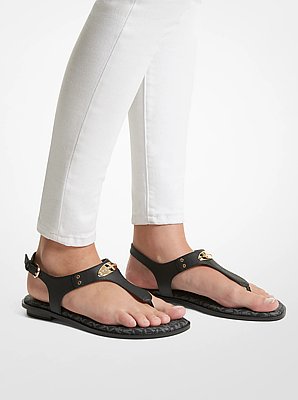 Logo Plate Leather Sandal