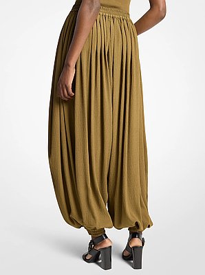 Silk Seersucker Sarouel Pants