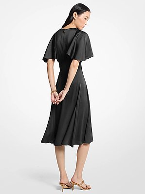 Midikleid aus Satin mit Cape-&Auml;rmeln