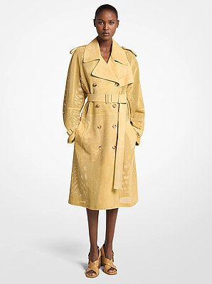 Perforated Suede Trench Coat