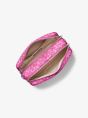 Bryant Medium Signature Logo Print Woven Camera Crossbody Bag