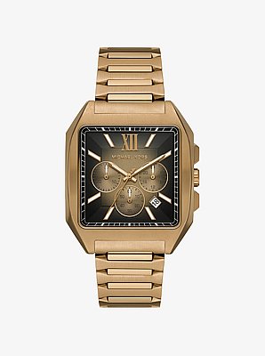 Reloj Hayes deportivo oversize en tono dorado beige con acabado cepillado