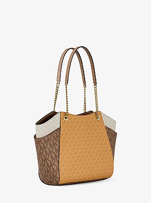 Jet Set Large Color-Block Signature Logo Tote Bag