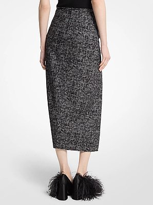 Smudged Glen Plaid Wool Pareo Skirt