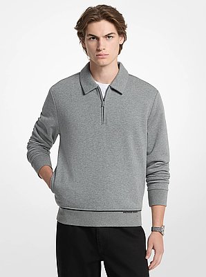 Terry Cotton Blend Polo Sweater