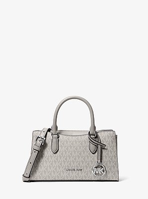 Arden Small Signature Logo Messenger Bag in PEARL GREY | Michael Kors image number 0