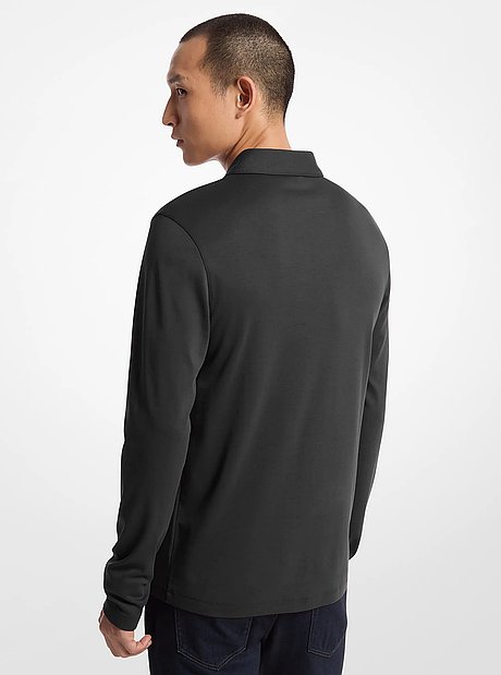 Cotton Long-Sleeve Polo Shirt