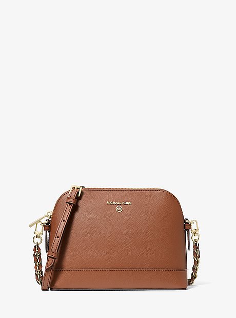 Large Saffiano Leather Dome Crossbody Bag