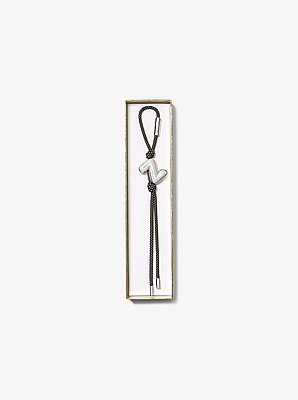 Initial Silver-Tone and Speckled Cord Bag Charm