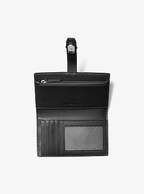 Billetera plegable Greenwich mediana de cuero saffiano
