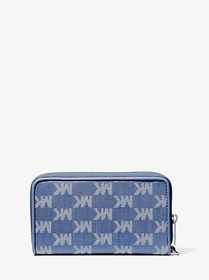 Bolso de pulsera Jet Set Travel grande de denim con logotipo en jacquard para smartphone