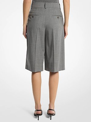 Pleated Wool Blend Trouser Shorts