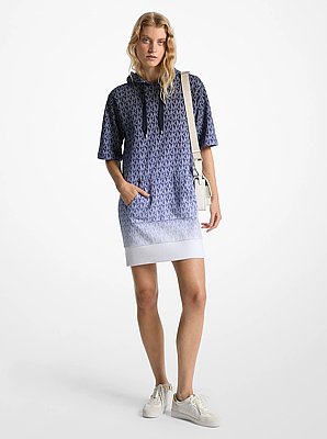 Ombr&eacute; Signature Logo Cotton Terry Hoodie Dress