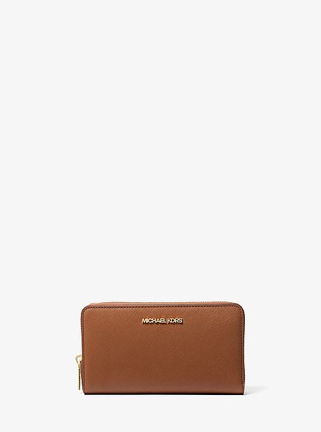 Portefeuille Jet Set de taille moyenne en cuir saffiano