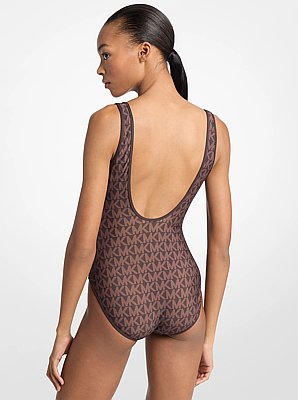 Reversible Logo Scoopneck Swimsuit