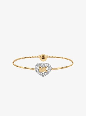 Pav&eacute; Heart and Logo Slider Bracelet