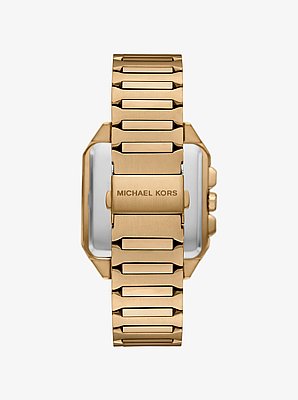 Reloj Hayes deportivo oversize en tono dorado beige con acabado cepillado
