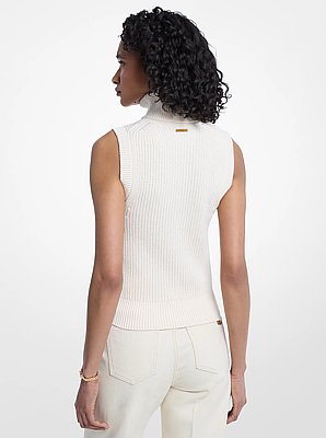 Sleeveless Wool Blend Turtleneck Top