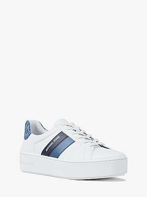 Poppy Metallic Stripe and Logo Trainer