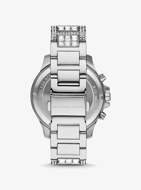 Limited-Edition Oversized Sage Pav&eacute; Silver-Tone Watch