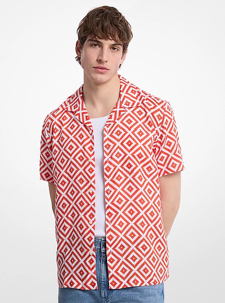Printed Linen Camp Shirt