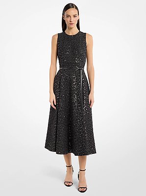 Sequined Denim Tweed Dress