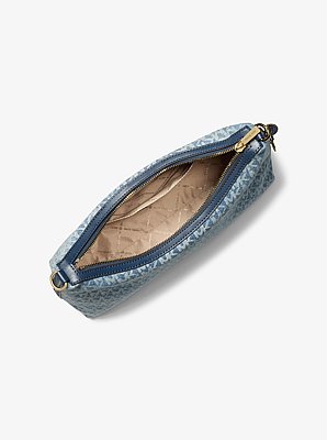 Sac &agrave; bandouli&egrave;re convertible Sammy de taille moyenne en denim &agrave; imprim&eacute; &agrave; logo Signature