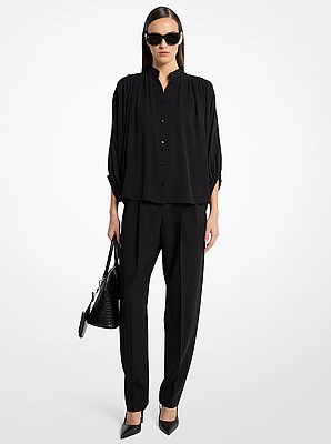 Blusa estilo poet de georgette de seda