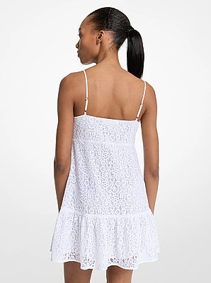 Minivestido de encaje floral acordonado