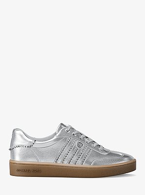 Basket Scotty en cuir m&eacute;tallis&eacute; travaill&eacute;e