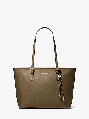 Borsa tote Jet Set in pelle Saffiano con ciondolo