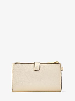 Cartera Adele de piel metalizada con compartimento para smartphone