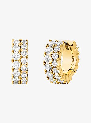 Double Pav&eacute; Huggie Earrings